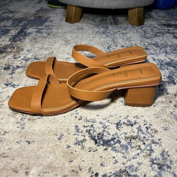 Lulus Tan Fallyn Naked Strap Slide Heel Sandals Size 9 - Picture 2 of 10